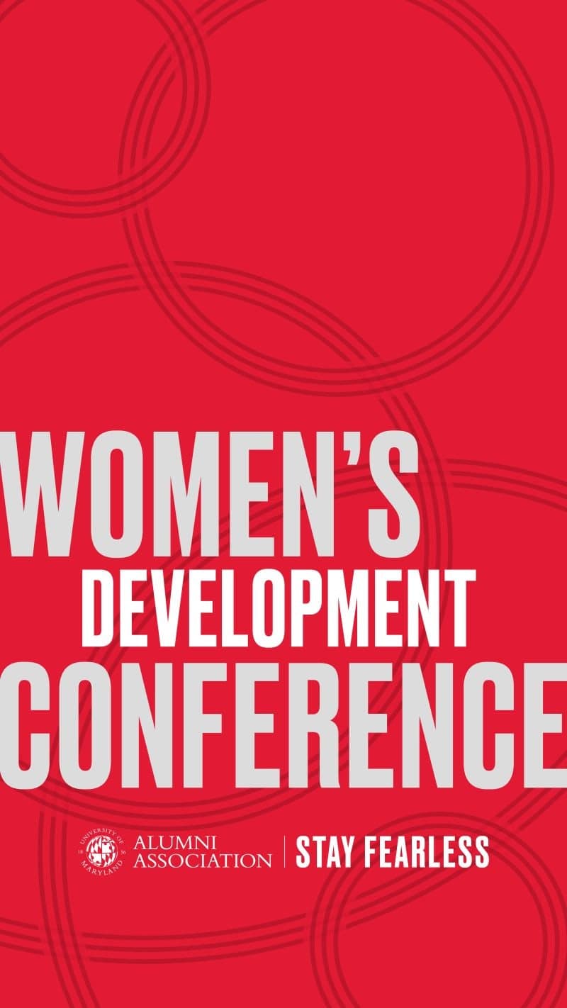 Official poster: Women's Development Conference, University of Maryland Alumni Association.